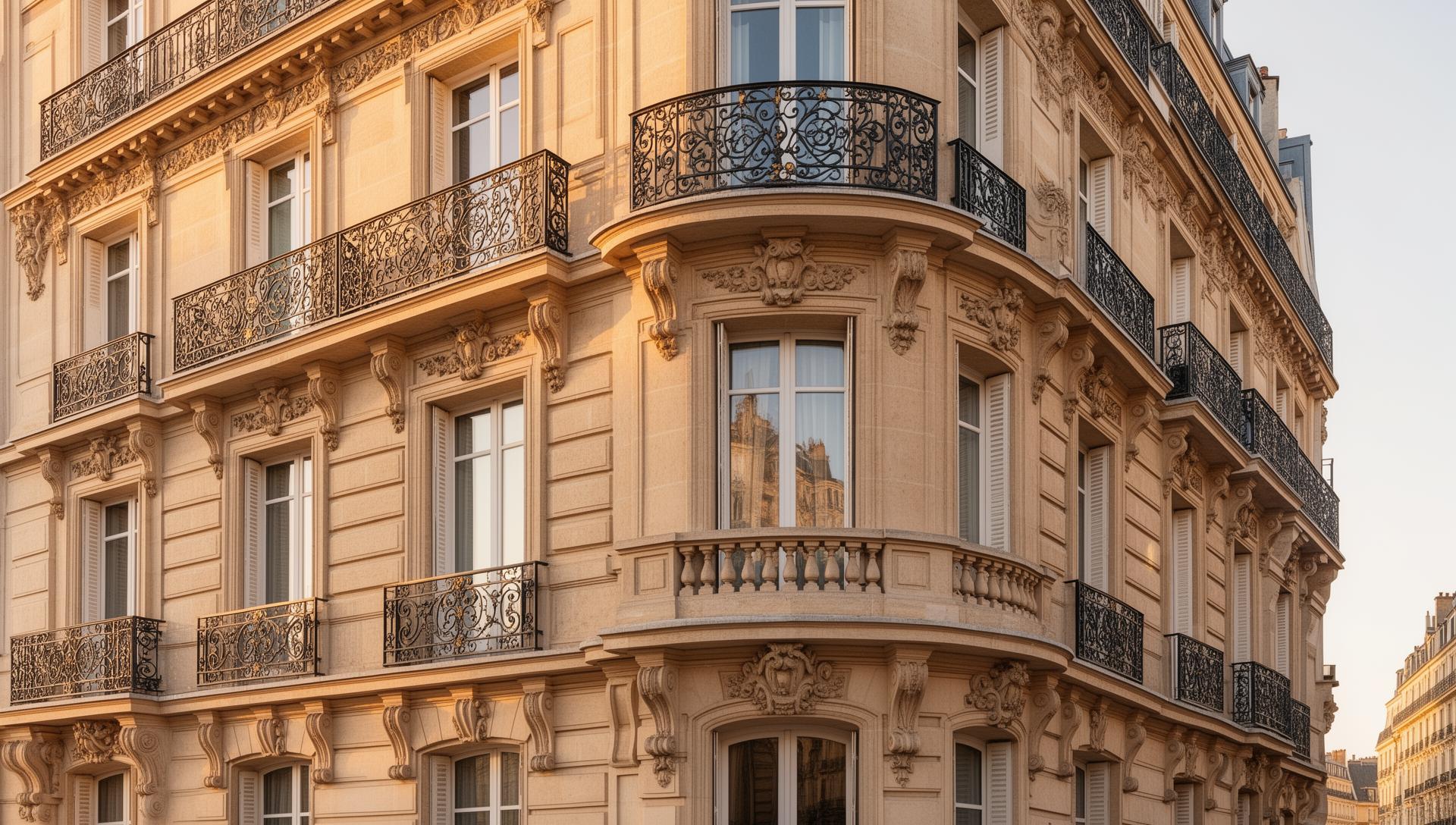 Façade haussmannienne parisienne symbolisant l'immobilier patrimonial