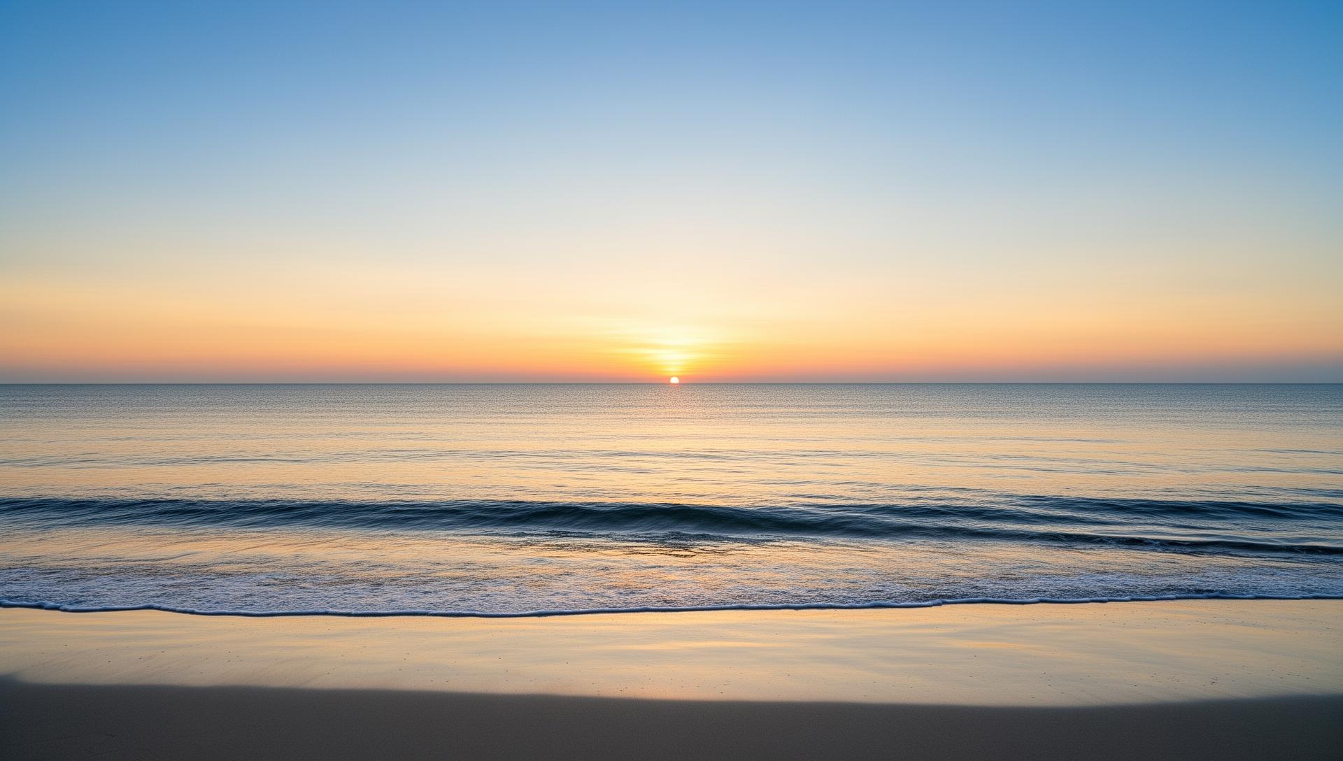 Horizon côtier au coucher du soleil symbolisant la sérénité de la retraite