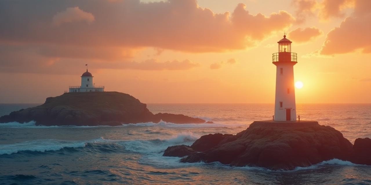 Phare au coucher du soleil symbolisant la protection familiale